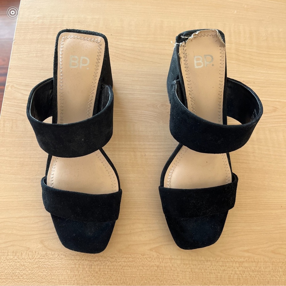 Black leather suede BP strappy block sandals